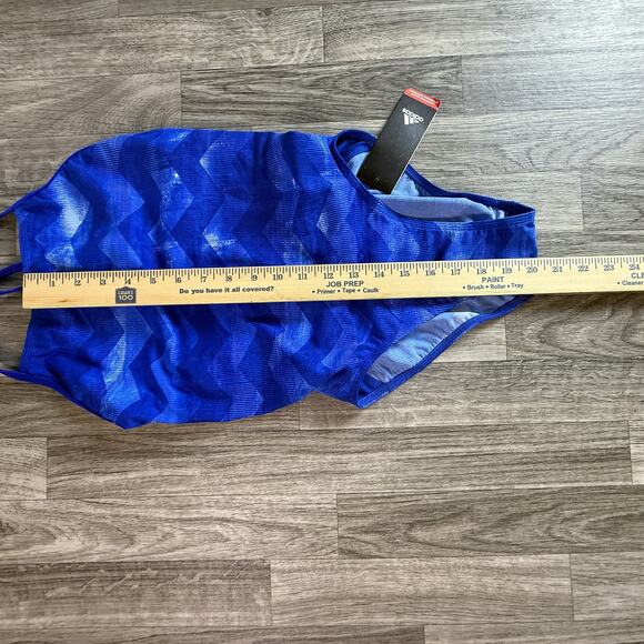 Adidas Infinitex+ Blue Chevron One-Piece Swimsuit 30 D34 Chlorine Resistant NWT - Picture 7 of 8